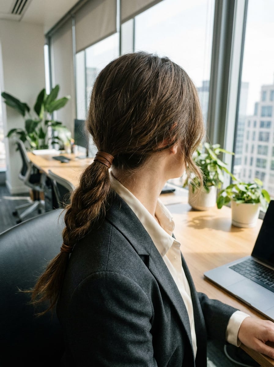 Tiefer geflochtener Ponytail - Büro Frisur